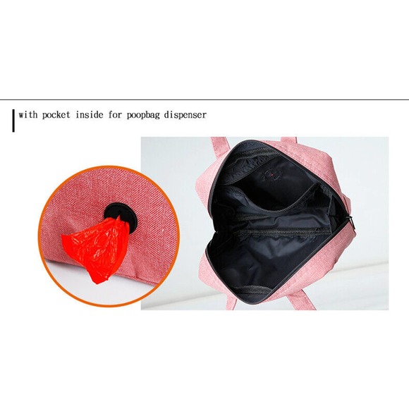 Dog Purse Leash Bag with Poop Bag Dispenser Front Pocket and Center Zipper BLACK - Picture 10 of 11